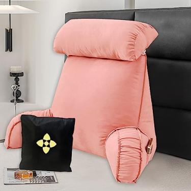 Imagem de Almofada de leitura terapêutica/almofada de suporte lombar com apoio de braço - Almofada de encosto para sentar na cama - Almofada grande para descanso de encosto adulto com design destacável 75 cm x