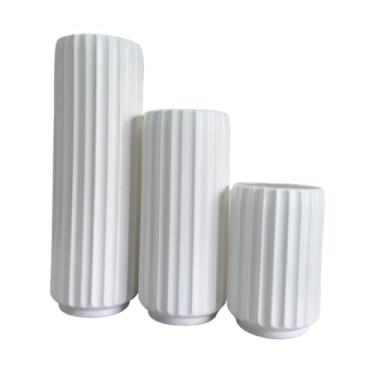 Imagem de Fxzqgnh Conjunto de 3 Vasos Altos de Chão – Presentes Ideais, Vasos de Flores Modernos, Decoração de Mesa para Banheiros, Casamentos, Amigos, Estilo Campestre, Branco, Tamanho real