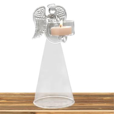 Imagem de Castiçal claro - Castiçais de anjo transparentes - Suporte de velas para centros de mesa de casamento decorações para casa mesa de jantar