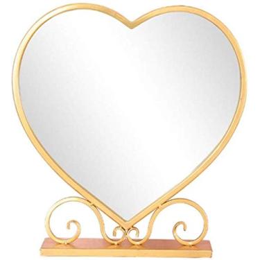 Imagem de Espelhos compactos espelho de maquiagem criativo espelho de mesa espelho de mesa quarto espelho de princesa espelho decorativo dourado arte de ferro espelhos de maquiagem (cor: Tamanho A: 12 * 38 * 67