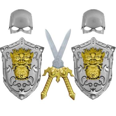 Imagem de Fantasia Medieval Infantil com 2 Espadas Escudos e Máscaras - Toy Mast