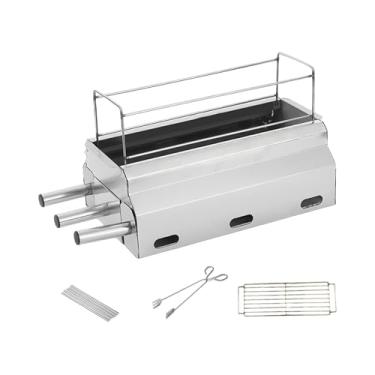 Imagem de FashionCha Churrasqueira portátil sem fumaça e à prova de vento, compacta, para grelhar em mesa, ideal para festas, quintal e viagens, M