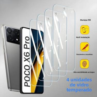 Imagem de Protetor De Tela Xiaomi POCO F6 X6 F5 X5 M6 pro 4 Peças Filme De Vidro