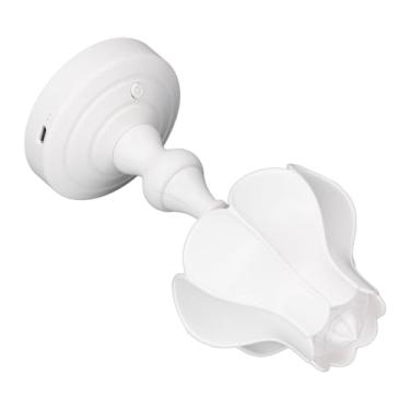 Imagem de Atyhao Lâmpada Noturna de Flor Estilo retrô Com Bateria Recarregável, Luz de Cabeceira LED Portátil para Quarto, Estudo, Sala de Estar, Viagens.Mini Abajur de Mesa (WHITE)