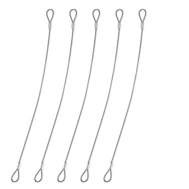 Imagem de 5 peças de cadeado de segurança com laços de 30,5 cm cabo de aço para fechaduras de bagagem, corda de fio de segurança com laço duplo, cabo de segurança revestido de aço trançado para iluminação de