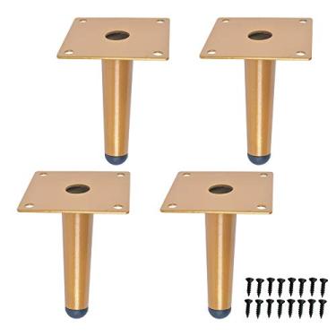 Imagem de Conjunto de 4 pernas afuniladas de metal dourado de 10 cm de pernas para móveis do meio do século, conjunto de 4 pernas retas para sofá, armário, bar, mesa, cama