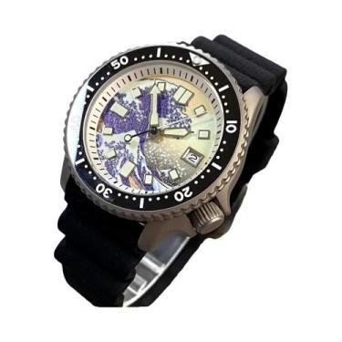 Imagem de Relógio Masculino Automático De Mergulho Em Titânio Preto 200M Com Vid