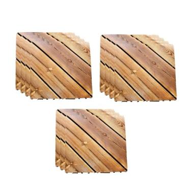Imagem de Telhas de deck de pátio interligadas de pinho cânfora, piso de jardim com processo de carbonização para todos os climas para varanda varanda sistema de drenagem de quintal 30,5 cm x 30,5 cm 11 peças