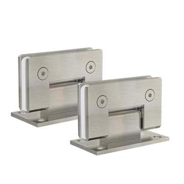 Imagem de Bathlink Dobradiças de porta de chuveiro de vidro de 90 graus, dobradiça de porta de vidro de níquel escovado resistente para banheiro, 2 peças de dobradiças de porta de chuveiro de aço inoxidável 304