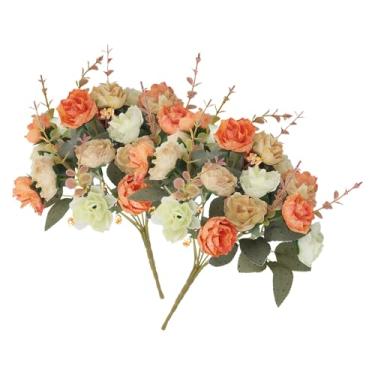 Imagem de Flores Artificiais - 2 Peças Buquê de Casamento Realista,Flores Artificiais Para Vaso | Para Mesa Escritório Sala Quarto Cozinha Casa De Campo Casamento Lareira Interior Exterior