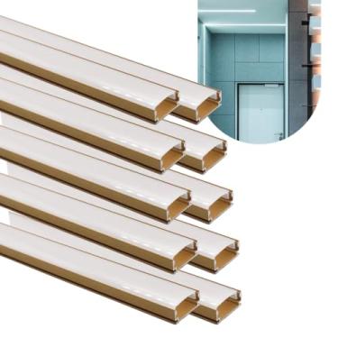 Imagem de Kit 10 Metros Perfil LED Sobrepor Slim Alumínio - 10 Barras de 1m com Difusor (Para Teto, Parede e Móveis) (Dourado)