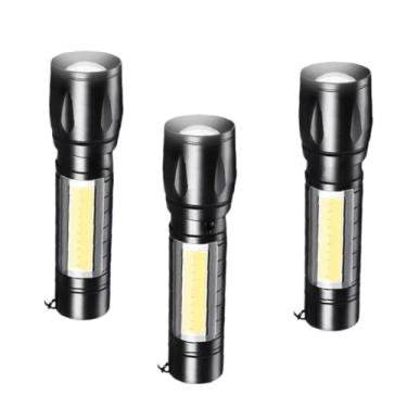 Imagem de Kit Mini Lanterna Tática Com Led E Zoom Recarregável Usb(3 Peças)