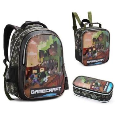 Imagem de Kit Mochila Lancheira e Estojo Creche Infantil Gamecraft-Masculino