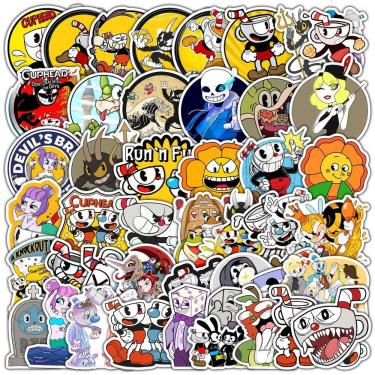 Imagem de Adesivos Cupheads, vinil impermeável, anime, 50 unidades/lote