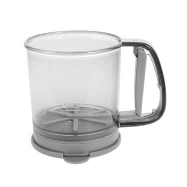 Imagem de Peneira de Farinha com Gatilho, Plástico ABS e Aço Inoxidável, 15 x 10,5 cm, Transparente, para Confeitaria, Polvilhar Açúcar e Cacau em Pó