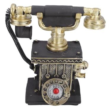 Imagem de Modelo de telefone vintage, resina decorativa retrô, estilo antigo, decoração de mesa para casa, escritório, cafeteria, bar, 7,09 x 4,13 x 2,95 pol. (7111-32)
