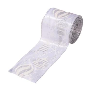 Imagem de Fenteer Fita de Natal para Embrulho de Presentes, Decoração de Natal DIY, Decoração de Casa para as Festas, para Projetos de Artesanato, Guirlanda, Prata