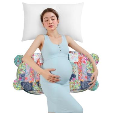 Imagem de Travesseiro de gravidez para dormir, travesseiro de maternidade para mulheres grávidas, almofadas macias e confortáveis para gravidez, suporte lateral para dormir na barriga, com capa removível