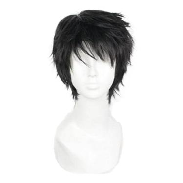 Imagem de Short Black Men Fluffy Straight Anime Cosplay Wig