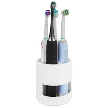 Imagem de Linkidea Suporte elétrico para escova de dentes de bancada, organizador de escova de plástico com 4 compartimentos compatível com a série Oral-B iO, Philips Sonicare ProtectiveClean, Colgate