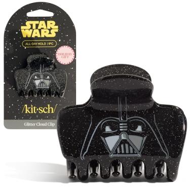 Imagem de Kitsch x Clipe de cabelo feminino Star Wars Darth Vader com glitter – Clipe de garra inspirado na galáxia do lado escuro | Plástico reciclado ecológico, forte aderência segura | Presentes ideais para