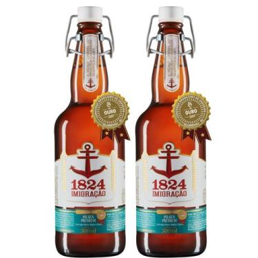 Imagem de Kit 2 Cerveja Artesanal Imigração 1824 Pilsen Premium 500ml