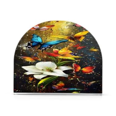 Imagem de Qilmy Lindos lírios e borboletas porta-guardanapos para mesas - porta-guardanapos para cozinha, porta-guardanapos de mesa, porta-guardanapos de coquetel, porta-guardanapos moderno, guardanapos de