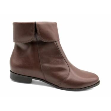 Imagem de Bota Cano Curto de Couro Via Paula 14055 Salto Baixo