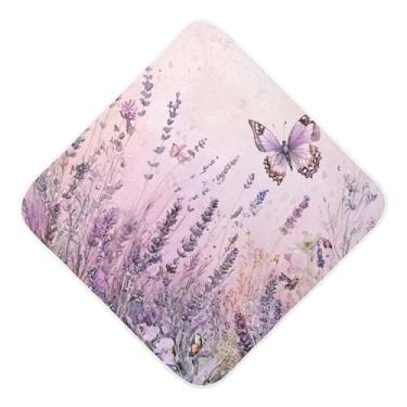 Imagem de STAYTOP Lindas toalhas de bebê com capuz de musselina de borboleta e lavanda, toalha de banho super macia, toalhas de banho absorventes para banho recém-nascido unissex 89 x 89 cm