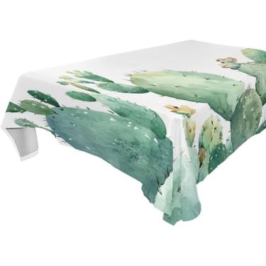 Imagem de Burbuja Toalha de mesa de cacto aquarela, toalha de mesa quadrada, anti-rugas, grossa para decoração de jantar, cozinha, festa, 152 x 152 cm