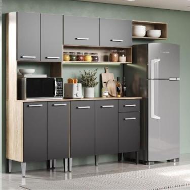 Imagem de Armário Cozinha Compacta Arizona Smart Carvalho/preto - MÓVEIS CARRARO