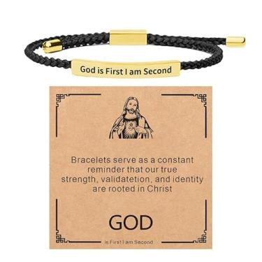 Imagem de Pulseira God Is First, joia cristã inspiradora, presente de fé motivacional, Medium, Latão, Sem Pedra Preciosa