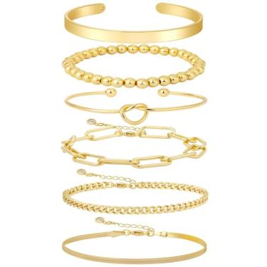 Imagem de Coshilta Pulseiras de ouro femininas banhadas a ouro/prata - não mancham, à prova d'água e pulseiras de malha para mulheres - Coleção de pulseiras folheadas a ouro e banhado a ouro corrente de elos de