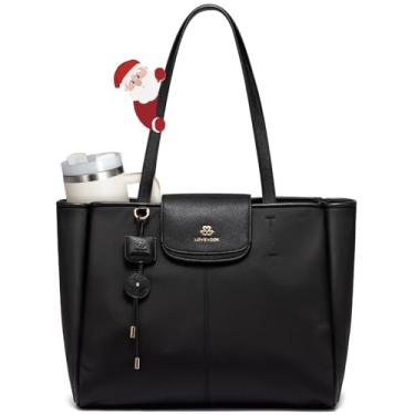 Imagem de LOVEVOOK Bolsa feminina para laptop de couro sintético macio de 40,6 cm, bolsa de ombro leve para viagens, trabalho