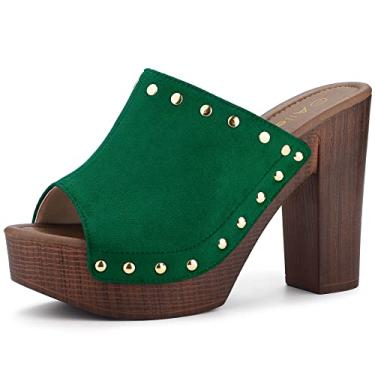 Imagem de Allegra K Sandálias femininas com salto plataforma de bico aberto, Verde, 39
