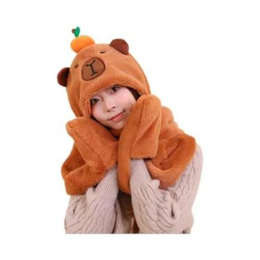 Imagem de Conjunto De Luvas, Gorro E Cachecol De Pelúcia Quente E Macio Com Tema