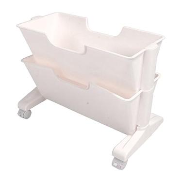 Imagem de Eujgoov Carrinho de Estante Móvel, Prateleira de Mesa Removível Com Rodas, Organizador de Armazenamento que Economiza Espaço para Revistas, Arquivos, álbuns, Estante Compacta para Escritório