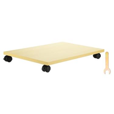 Imagem de PATIKIL Suporte para PC de 30,5 x 48 cm, suporte de torre de computador, suporte de madeira para CPU PC, embaixo da mesa, carrinho móvel, 4 rodízios para piso, tapete, torre, caixa ATX, impressora em