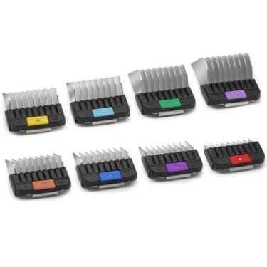 Imagem de Pacote com 8 pentes de substituição para cães e gatos estilo A5 #1-#8, 1/20.3 cm-2.5 cm, guia de fixação de aço inoxidável compatíveis com Oster A5/A6 Andis AG BG AGC Wahl KM2/5/10/tosadores de