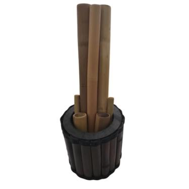 Imagem de Bambuterapia 7 Peças + Organizador Massagem Corporal Facial Bambu Lixado