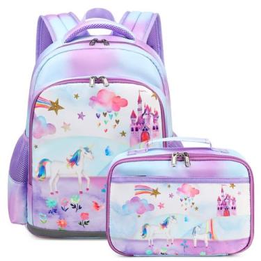 Imagem de Mochila Octsky Castle Unicorn Purple com lancheira