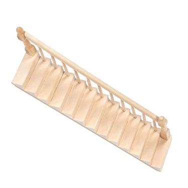 Imagem de GLOGLOW Escadas para Casa de Boneca, Material de Bétula, Em Miniatura Diy, Móveis Fofos para Casa de Bonecas Em Escala 1/12 para Artesanato, Decoração Diária (Apoio de braço direito)