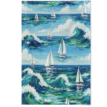 Imagem de Quebra-cabeça de ondas de aquarela veleiros mar 500 peças para adultos pintura artística floral decorativa quebra-cabeças criativos para adultos quebra-cabeça engraçado, 500 peças, 52 cm x 37,8 cm