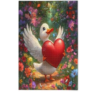 Imagem de Quebra-cabeça romântico Love Dove Heart Wings 1000 peças para adultos com estampa de animais, decoração de arte, quebra-cabeças criativos, presentes engraçados de jogos, 1000 peças, 75 x 50 cm
