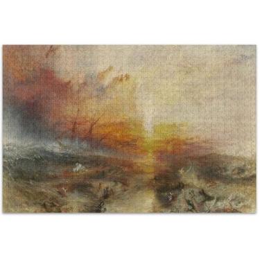 Imagem de Quebra-cabeças J. M. W. Turner pintura navio escravo para adultos 1000 peças impressão paisagem personalizado difícil quebra-cabeças engraçados, 75 x 40 centímetros