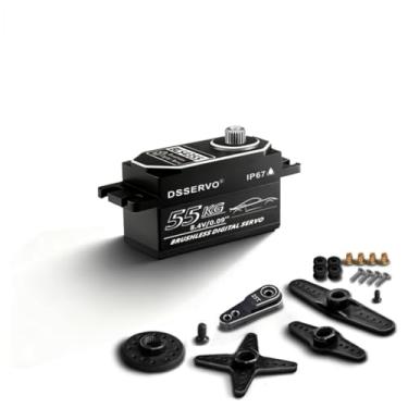 Imagem de 55kg Low-Profile Servo Programmable Brushless Digital Servo 0.09Sec High Speed Full Metal Gear Steering servo 1/10 Drift Car with servo Motor kit (180 Degree)