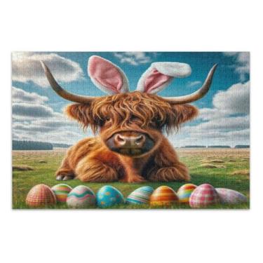 Imagem de Quebra-cabeças de ovos de vaca de Páscoa para adultos, 1000 peças, quebra-cabeças difíceis para adultos com letras nas costas