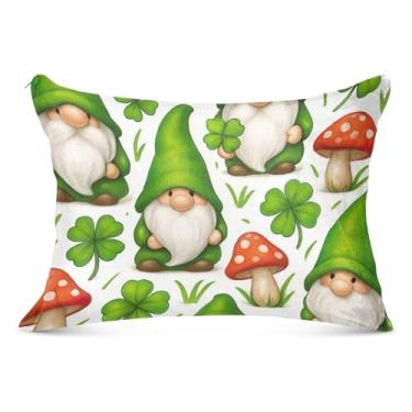 Imagem de Lindos Gnomos Verdes Trevo Fronhas Decorativas Zíper Padrão Queen King Size Fronha Colorida para Cama Sofá Casa, Tamanho King, 50,8 cm x 101,6 cm