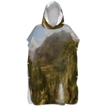 Imagem de Joisal Poncho de surfe para trocador de roupas de banho de praia com capuz plus size paisagem anddes pintura homens mulheres poncho com capuz