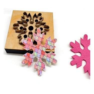 Imagem de YJIUYUANQ Conjunto de moldes de corte de couro feito à mão, ferramenta de perfuração de floco de neve para artesanato DIY